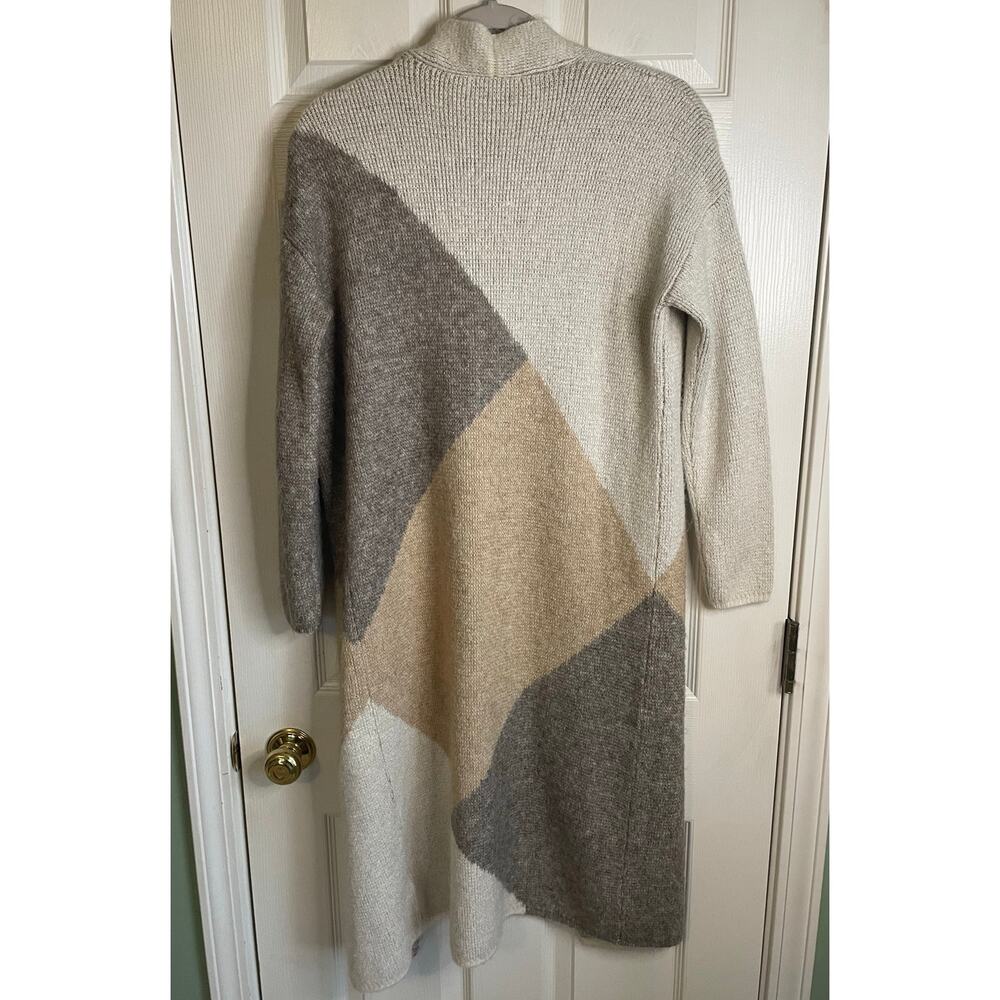 Sincerely Jules Duster Cardigan Sz XS Open Front Colorblock Tan Beige Boho Chic - Picture 2 of 10